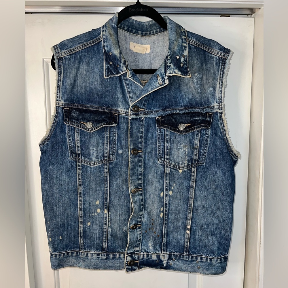 Distressed Rocker Denim Vest